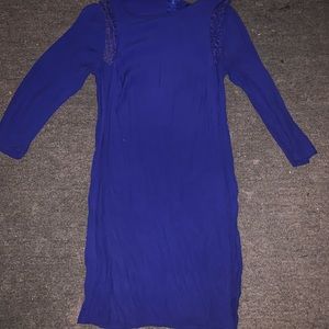 Royal blue mid sleeve dress with lace details